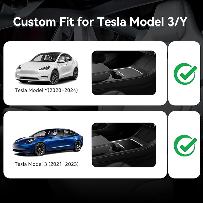 Vogue Furniture Direct Tesla Model 3/Y Center Console Organizer Tray with Wireless Charging Function Compatible for Apple Watch and AirPods