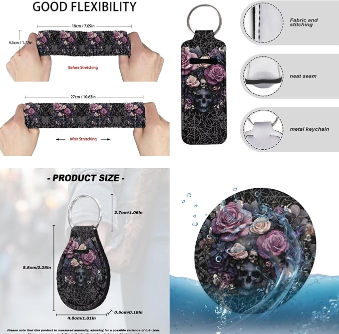 Skull Rose Printed Car Seat Covers Full Set Universal Car Interior Accessories Set Included Steering Wheel Cover Seat Belt Pad Armrest Protector Coaster for Auto, Black