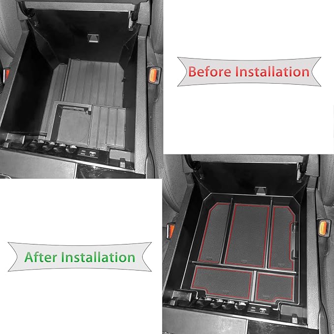 JDMCAR Liner Accessories (Red Trim) and Center Console Organizer (Red Trim) Compatible with 2022 2023 Toyota Tundra Accessories