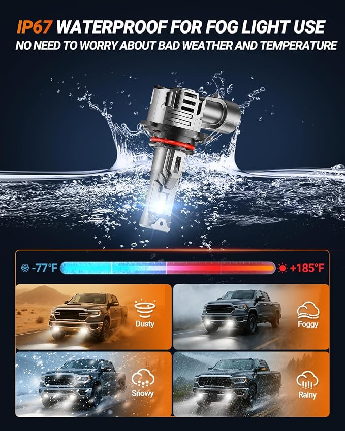 SEALIGHT 9005 Fog Bulbs with 40000LM Super Bright, 6500K White Light,1:1Mini Design Fog Light Bulbs,3 Mins Plug-N-Play, Pack of 4