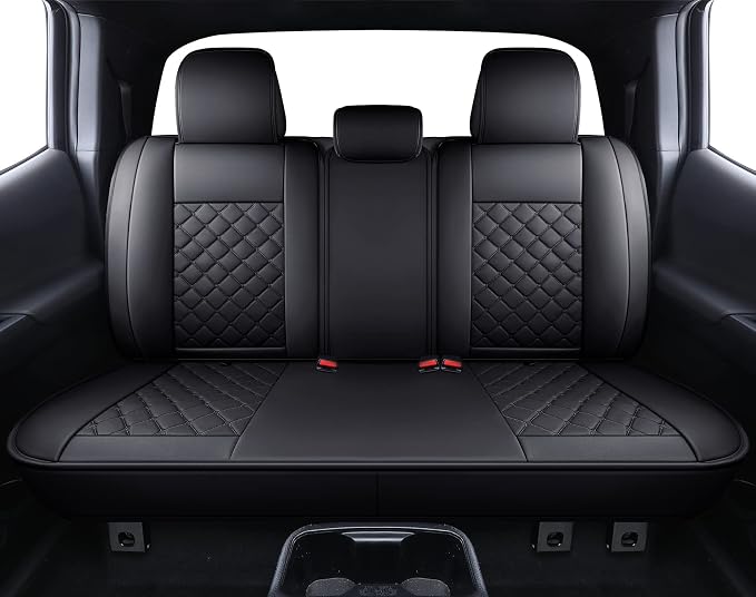 Tomatoman Tacoma Seat Covers Compatible with Toyota Tacoma 2005-2024 2025 2026 TRD Sport Offroad Access Extended Cab SR5 V6 Limited Waterproof Faux Leather(Full Set, Black)