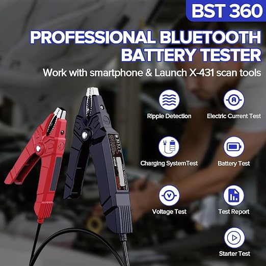 2026 Launch Upgraded BST360 6V 12V Car Battery Tester, Bluetooth Battery Load Tester Charging Cranking System Analyzer for Android/iPhone/Launch X431, 100-2000 CCA Alternator Tester Voltmeter