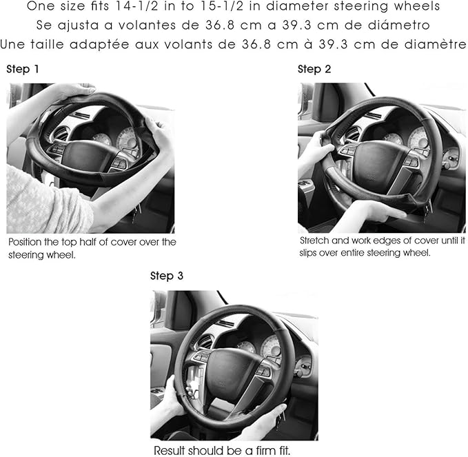 Premium Leather Steering Wheel Cover with Air Holes – Non-Slip Rubber Grip, Universal Fit for Cars (Blue)
