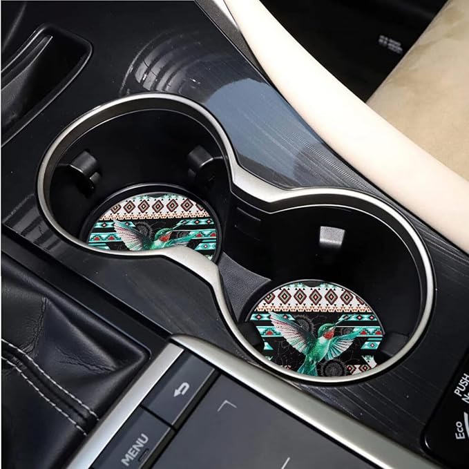 BIGCARJOB Art Hummingbird Seat Cover for Cars Front and Rear Car Seat Accessories Full Set 15 Pack Native Hummingbird Handbrake Cover,Headrest Pillow Cover,Seat Belt Pads,Universal Fit