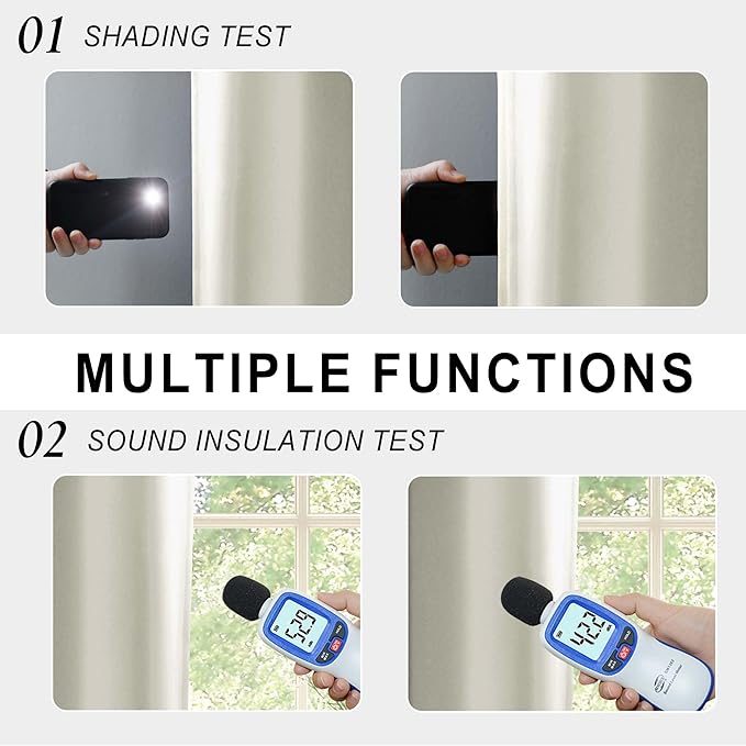 XWZO 100% Blackout Window Curtains - Thermal Insulated & Completely Room Darkening Black Liner Window Treatment with Tiebacks for Bedroom/Living Room, Ivory Beige, W52 x L108, Set of 2 Panels