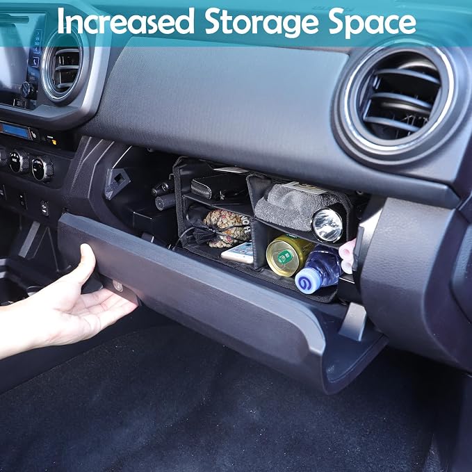 CHEAYAR Glove Box Dividers Organizer Compatible with Toyota Tacoma 2016 2017 2018 2019 2020 2021 2022 2023, Insert Compartment Center Console Tray Secondary Storage Accessories (Glove box bag)