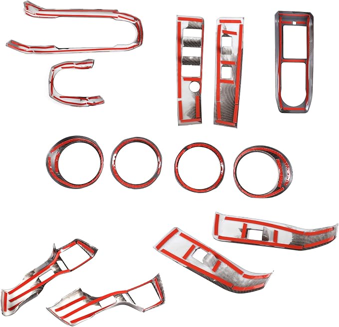 14PCS Full Set Interior Decoration Trim Kit Compatible with Toyot@ Tacoma 2016-2022 Central Control Dashboard Frame Cover Shift Knob Cover Air Vent Trim Cover Window Button Cover (Carbon Fiber)