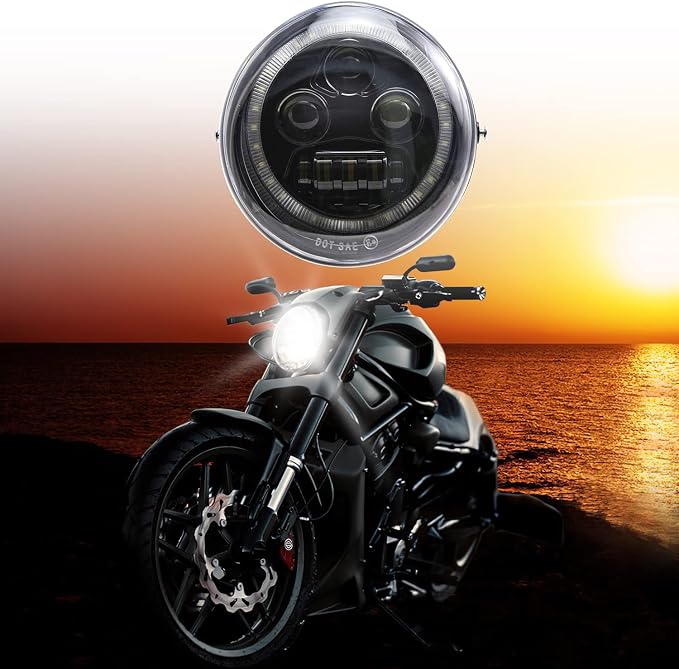Black led Headlight with Angel Eye Replacement Fit for Harley Davidson vrod vrscf v-rod night special