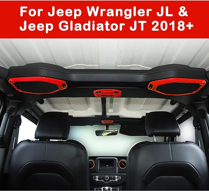 CheroCar 21PCS Full Set Interior Decoration Trim Kit for 2018-2026 Jeep Wrangler JL JLU & Gladiator JT Steering Button Frame, Air Conditioning Vent, Reading Light, Speaker (Red)