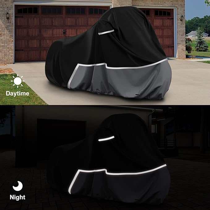Waterproof Motorcycle Cover Replace for Harley Davidson Cruiser Models, 420D Oxford Cloth Softail, Dyna, Iron 883, Fat Boy 114, Forty-Eight, Low Rider, Sport Glide Cover for Snow Rain Protection