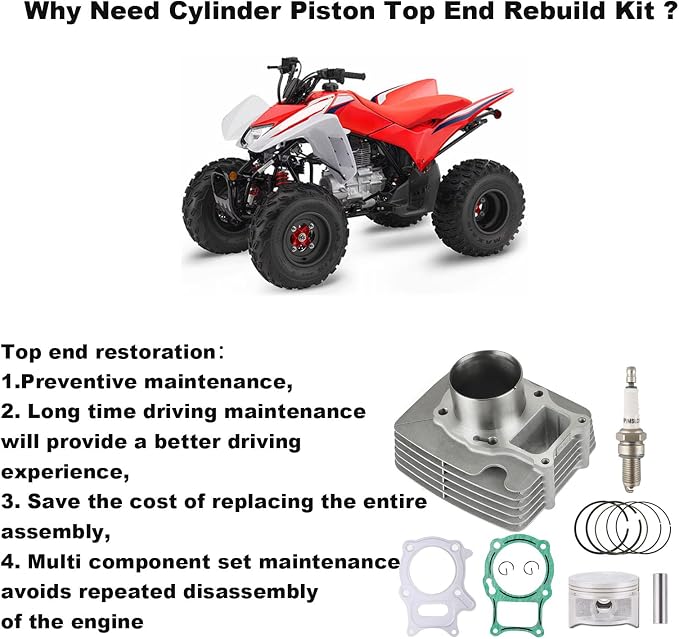 68.5MM Cylinder Piston Gasket Top End Rebuild Kit Compatible with Honda TRX250 TRX250EX Recon 250 Sportrax 250X TE 2x4 ES 2002-2025