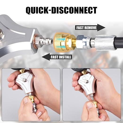 NICECNC Engine Cylinder Compression Tester Kit with 10 mm, 12 mm, and 14 mm Spark Plug for 2-Stroke and 4-Stroke Engines Compression Gauge Tool & Routine Quick Engine Checks