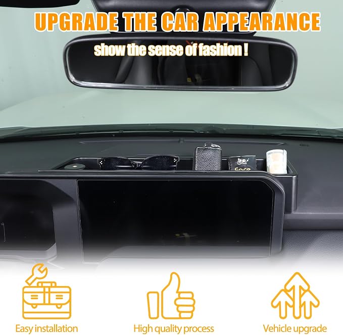 Center Console Dash Organizer Tray Compatible with Toyota Land Cruiser 250 Prado 2024 2025 2026 Navigation Screen Rear Insert Auxiliary Storage Box,Phone Holder Accessories (Style F (Without bracket))