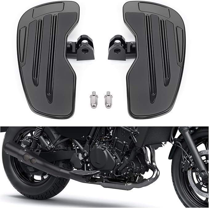 Anti-Slip Rider Floorboards Compatible with Honda Rebel 300 500 CMX300 CMX500 2017-2025 Front Footpegs Driver Aluminum Highway Pegs Accessories (Gloss Black A)