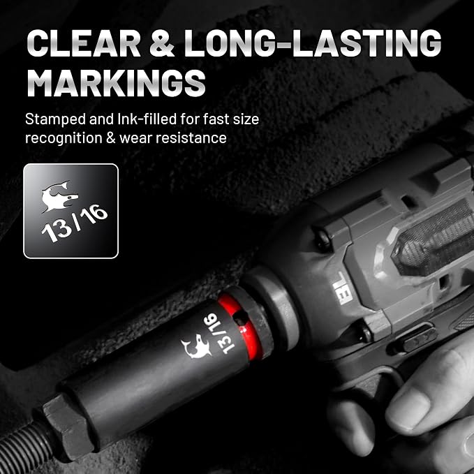 EZARC 1/2" Drive Impact Socket Set, 31-Piece SAE (3/8–1 in) and Metric (10–24 mm) Deep Sockets, CR-V Material, 3/6/10 in Extensions, Universal Joint & Adapter, Storage Case