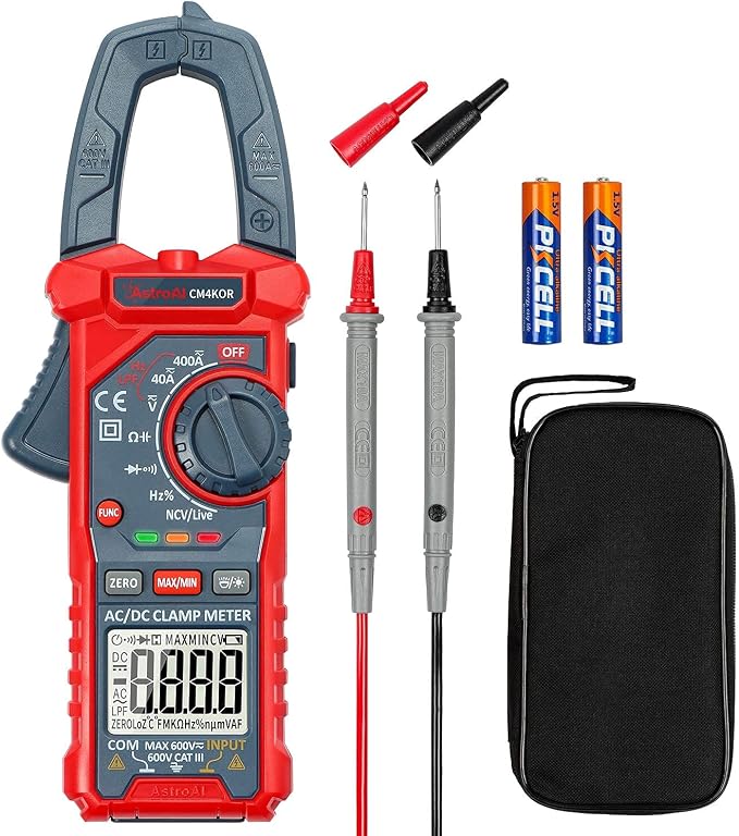 AstroAI 4000 Counts Digital Clamp Meter+Multimeter Test Leads Kit,