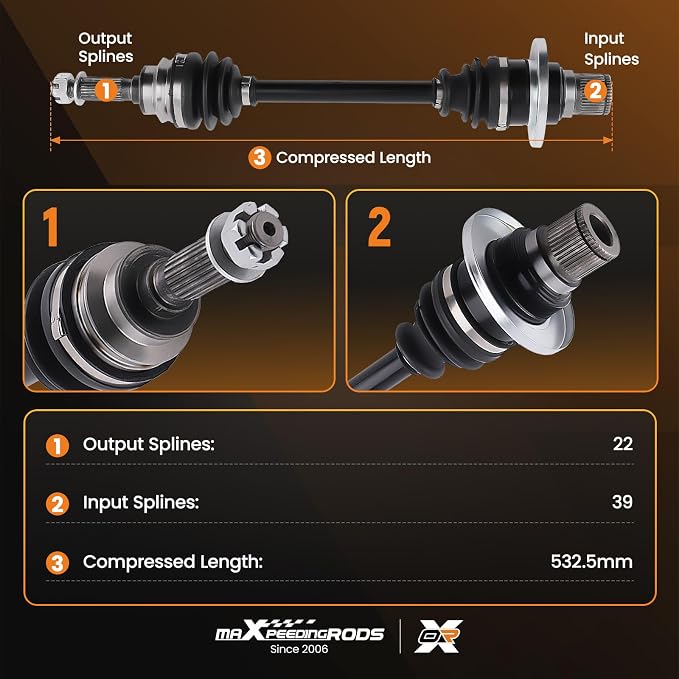 maXpeedingrods 2 Pcs CV Axle Shaft Assembly Fit for Suzuki King Quad 450 2007-2010, King Quad 500 2009-2020, King Quad 750 2008-2020, Rear Right Left Driver Paseenger Side, Replace# 64901-31G41