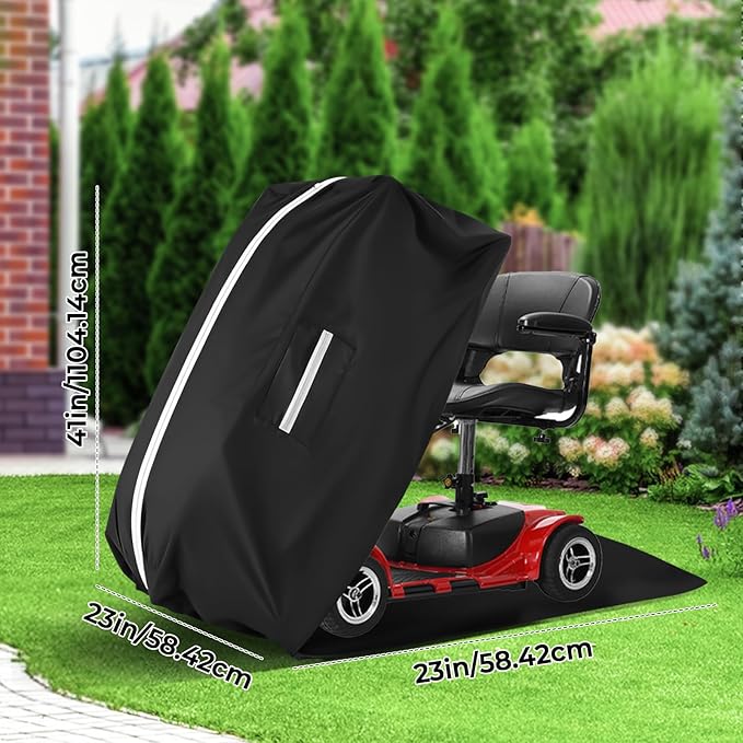 Upgraded Mobility Scooter Storage Cover, Heavy Duty 600D Oxford Fabric Electric Wheelchair Cover with Reflective Strips, L 49“ x W 23” x H 41", Use for Mobility Wheelchairs
