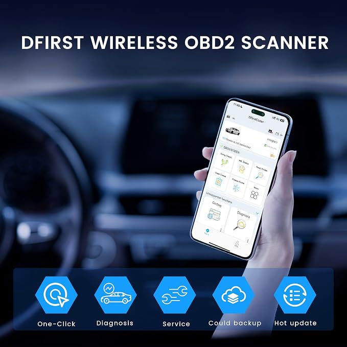 DFirst 201BTFD All System Diagnostic Tool Oil Reset One-Click ECU Coding Disable Auto Start Stop OBD2 Scanner (iOS/Android,A Vin Pack, Lifetime Free Update)