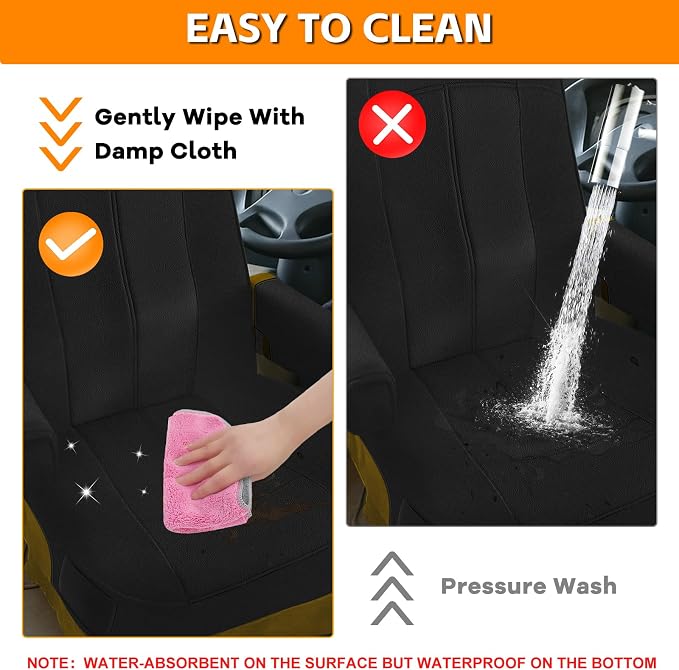 RV Seat Covers Compatible with Motorhome Captain Chairs, Driver & Passenger Leather and Neoprene Fabric Seat Covers,All Black