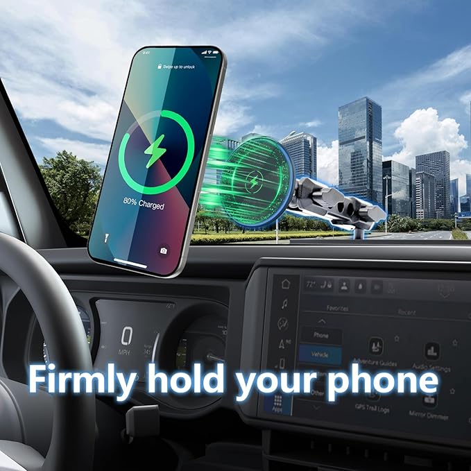 for Jeep 2024 2025 2026 Wrangler JL JLU Gladiator JT 4XE Phone Mount, Wireless Charging Phone Holder for JEEP Wrangler Gladiator 2/4 Door Accessories, Made of Metal, for All Smartphones (NOT fit JK)