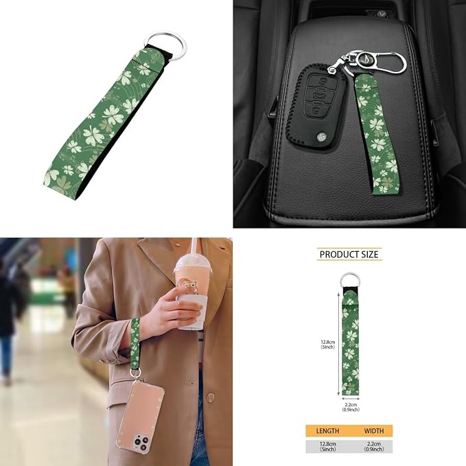 Shamrock Music Note Pattern 10 Pcs Car Seat Covers Full Sets Anti-Slip Steering Wheel Cover and Car Trash Bin with Car Air Vent Storage Cup Holders Lanyard Keychain for Automobile Interior
