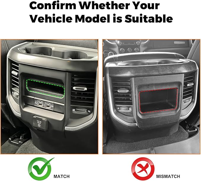 Center Console Cubby Organizer Fit for 2019-2026 Dodge Ram 1500 2500 3500 Insert Drawer Box Accessories Cubby Organizer Box ABS Plastic (3PCS)