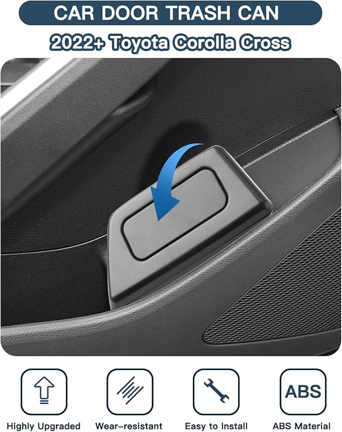 Ruiya Trash Can for Corolla Cross Portable Mini Car Trash Bin with Lid for Storage and Organize Corolla Cross Accessories Garbage Can Compatible with 2022 2023 2024 2025 2026 Toyota Corolla Cross