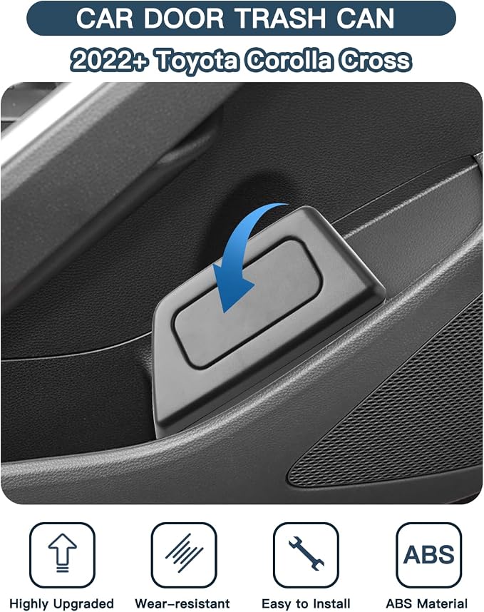 Ruiya Trash Can for Corolla Cross Portable Mini Car Trash Bin with Lid for Storage and Organize Corolla Cross Accessories Garbage Can Compatible with 2022 2023 2024 2025 2026 Toyota Corolla Cross