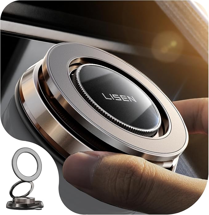 LISEN Suction Phone Mount for Vacuum [All-Metal & Nano Gel 98+LBS Suction] 360 Adjustable Vacuum Magnetic Phone Holder for Car, for Magsafe Car Mount for iPhone 17 Pro Max 16 15 14 13 12 &Dash Covers | [True Military-Grade] Car Phone Holder [Upgraded S...