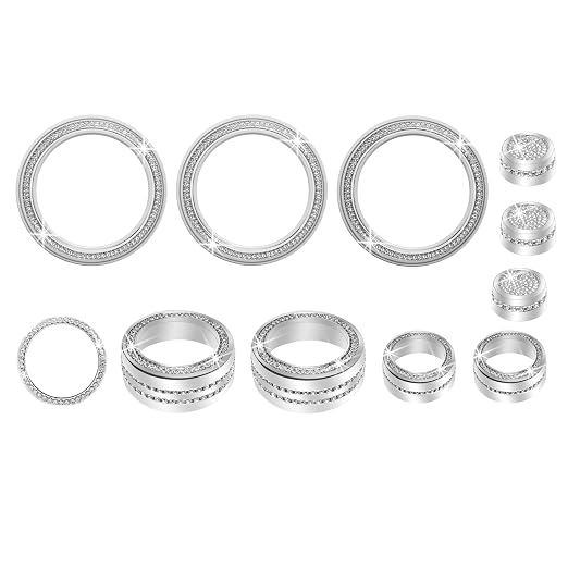 for Nissan Sentra 2025 2024 2020-2023 Accessories Knob Cover Set - Volume Tune Knob Covers, Air Conditioner, Air Vent Outlet Rings/Covers Push Start Stop Button Ring Trim for Sentra, 11Pcs (Bling)