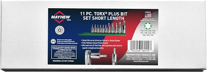 Mayhew Tools 16015 Torx Plus Socket Bit Set, Chrome Plated, 11-Piece