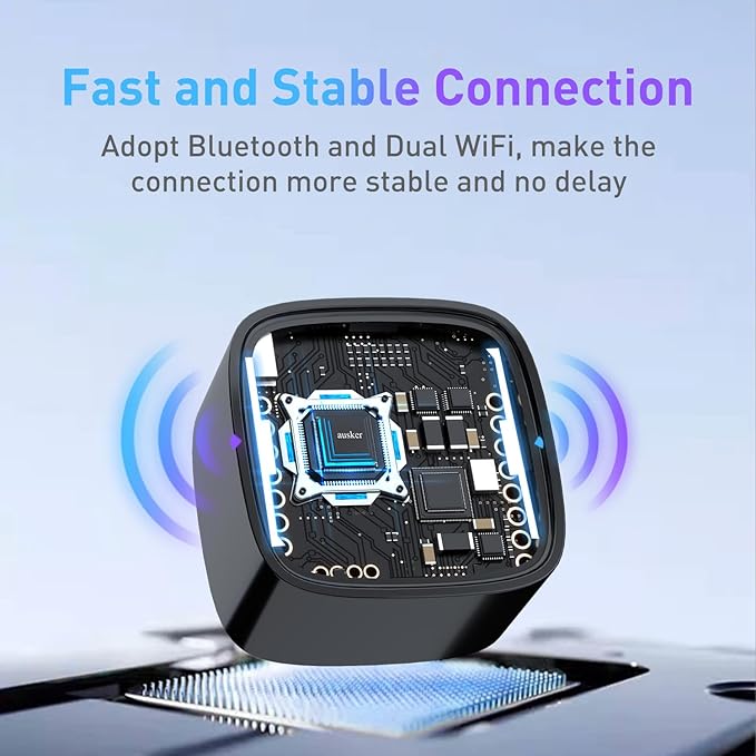 Wireless CarPlay Adapter for iPhone, Mini CarPlay Wireless Adapter with USB A Extension Cable/USB A to USB Type C Cable for Cars, Support Auto Connection, No Delay & Stable Connection