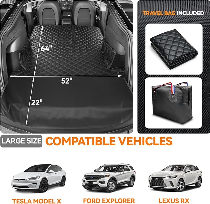 Heavy-Duty Leather SUV Cargo Liner for Fold Down Split Seats, Armrest Pass-Through Compatible, Pet-Friendly, Ideal for Dogs