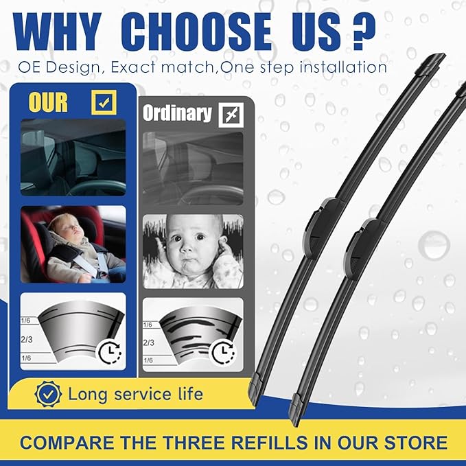3 wipers Replacement for 2019 2020 2021 Infiniti QX50 Original Equipment Windshield Wiper Blades Set 26"+18"+12" (Set of 3) U/J HOOK