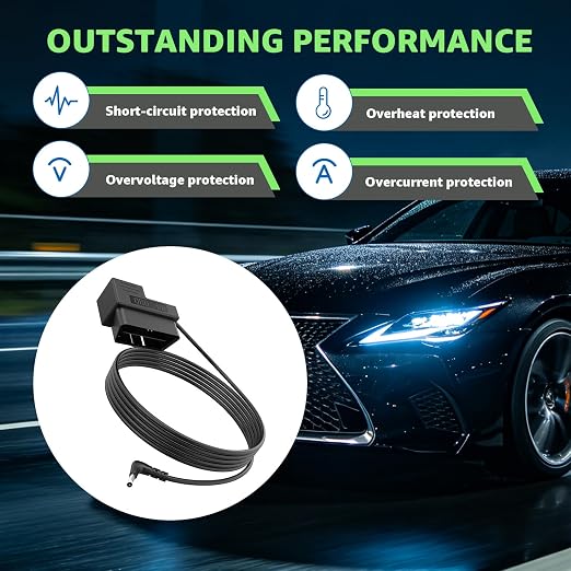 OBDII to Barrel Connector Cable for Cobra Radar Detectors OBDII to DC3.5 – Suit for Cobra RAD 480i 700i 490i 380 450 350
