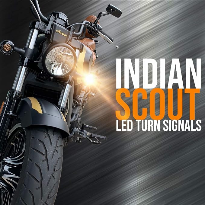Eagle Lights Sunburst LED Front and Rear Turn Signals, fits Indian Scout, Pair of 2