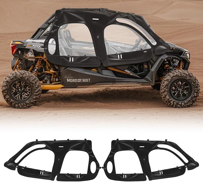 VEVOR Cab Enclosure Upper Doors, Compatible with Polaris RZR XP4 1000/Turbo 2014-2023, Soft Upper Doors, Windproof Upgraded Zipper UTV Soft Side Window Kit, Work with Side Mirrors and Windshields