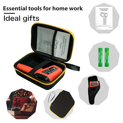 -58°F to 2732°F Infrared Thermometer Gun, Industrial 50:1 Ratio | Built for Kilns, Furnaces & Metal Processing • 13-Point Laser Guidance • MIN/MAX/AVG/DIF Analysis