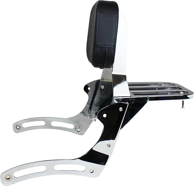 YHMOTO Passenger Backrest Sissy Bar with Luggage Rack for Kawasaki Vulcan 900 VN900 Classic Custom 2006-2025 (Chrome)