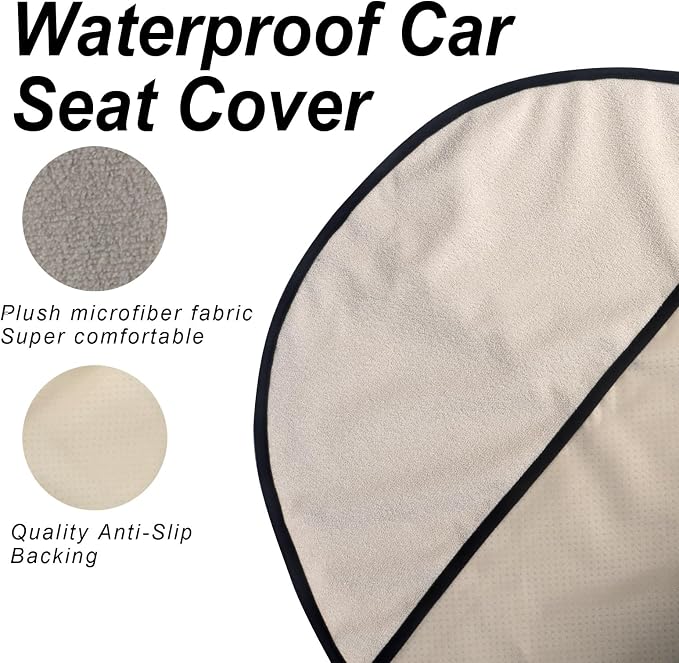 Car Seat Cover Protector Front Seats,for Gym Workout,Running,Swimming,Beach and Hiking,Waterproof Sweat Towel Bucket Seat Covers for Cars SUV Trucks (Off-White, 2Pcs)