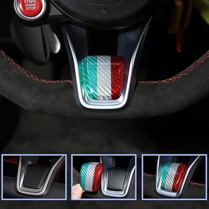 Carbon Fiber Central Steering Wheel Trim Strip Compatible with Alfa Romeo Giulia Stelvio Tonale 2020 2021 Steering Wheel Bottom Decoration Panel Cover Auto Accessories (Three Colors)