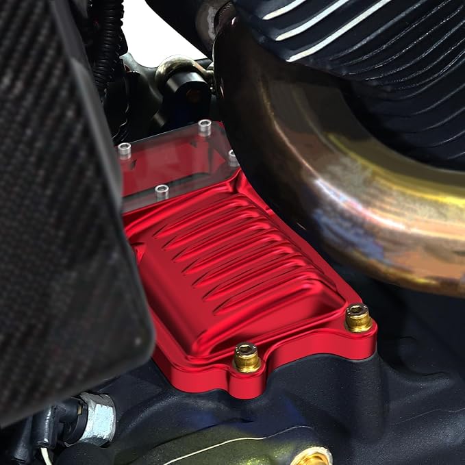 POWER JAMES Red Visible Aluminum Transmission Top Cover Compatible with Harley Davidson 2008-2017 Dyna, Softail,Touring Models with Twin Cam (Red)