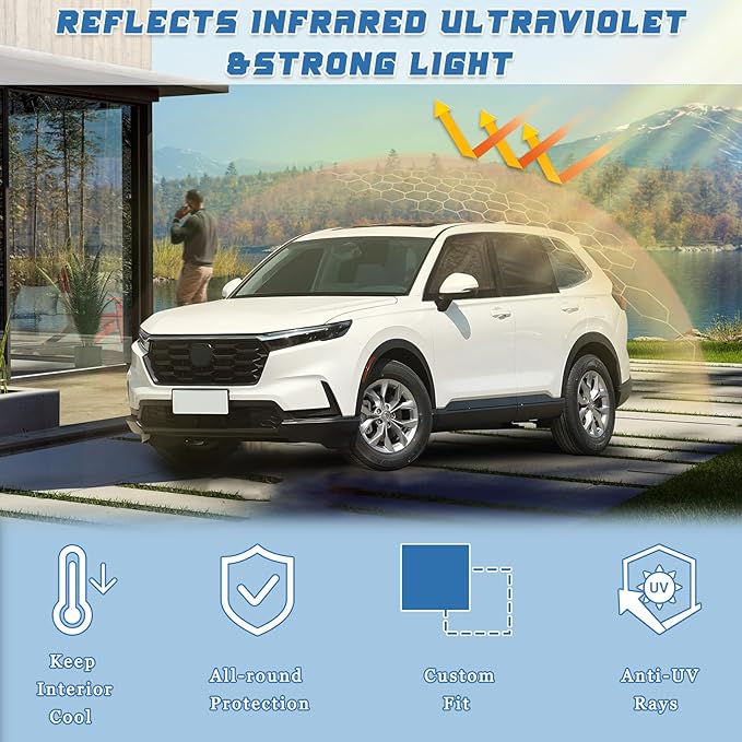 XCBYT 2023-2024 Honda CRV Sunshade Dual Purpose Car Window Covers with Breathable Mesh Insulate Heat 99% Sun UV Blackout Keeps Cool Privacy Curtains for Breastfeeding, Napping, Dressing, Camping