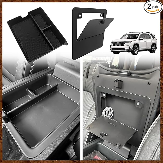Muslogy for Pilot 2023 Center Console Organizer and Magnet Armrest Hidden Storage Box Compatible with Honda Pilot 2023-2024 Sport EX-L Trail Sport Touring Elite