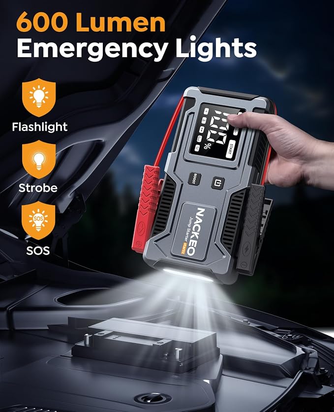 Car Battery Jump Starter 8000A, Portable Car Jump Starter for All Gas and 12L Diesel Engines, Power Bank & Battery Jumper, Portable Jump Box Car Battery with LCD Display, LED Light