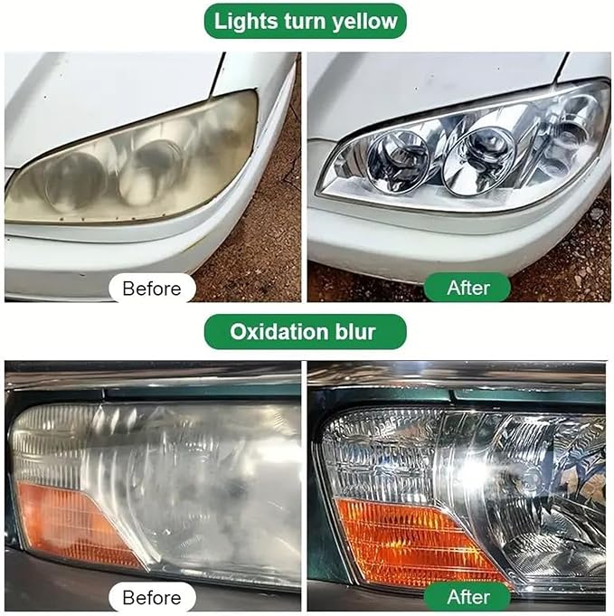 Headlight Cleaner, Head Light Restoration Spray, Headlight Cleaner and Restorer Kit (3Pcs)