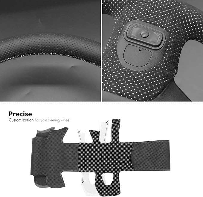 MEWANT Hand-Stitched Steering Wheel Cover Wrap for Dodge Ram 1500 2019-2023 Steering Wheel Accessories for Dodge Ram(Backsides Without Buttons)