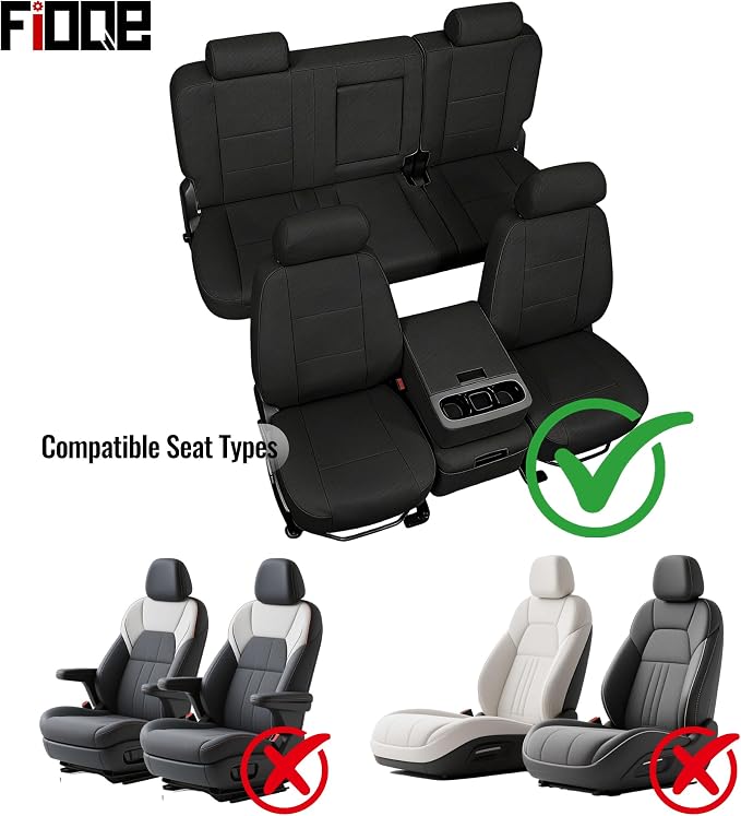 Thick Composite Fabric Front&Rear Seat Covers for Chevy Silverado GMC Sierra 1500 2500HD Crew Cab 2007-2013 Thickened Foam Padding-Black
