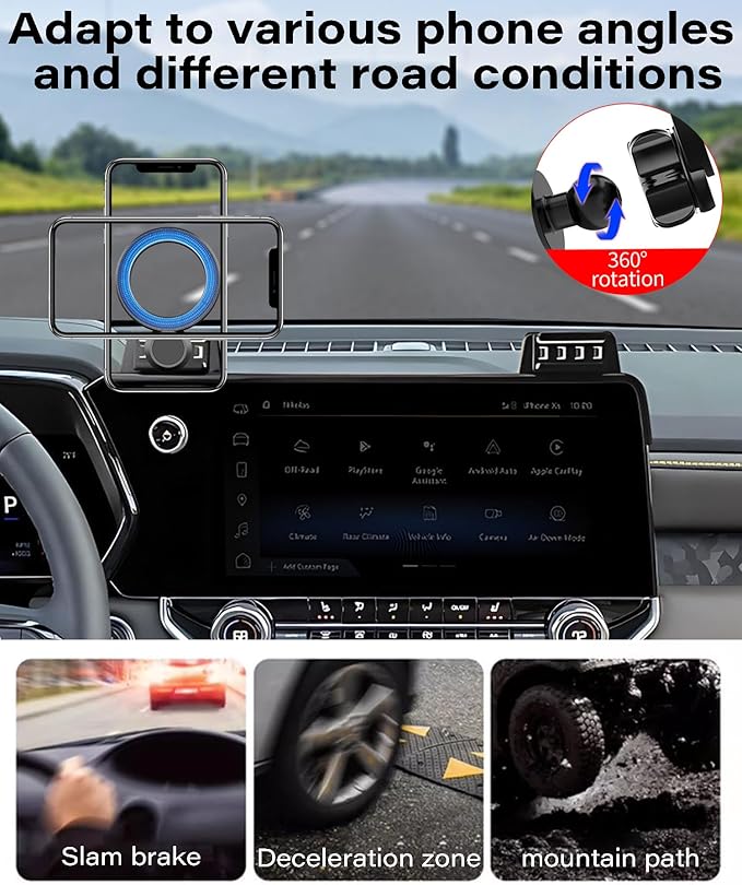 Magnetic Car Phone Mount for 2023 2024 2025 2026 Chevrolet Colorado Accessories,for MagSafe Strong Magnets Cell Phone Holder 11.3-Inch Screen Cradles,with Portable Phone Gripper 360° Rotation